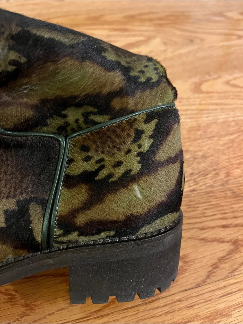 Soft calfskin Italian Women's Tall Patterned Suede Boots in Olive Brown
